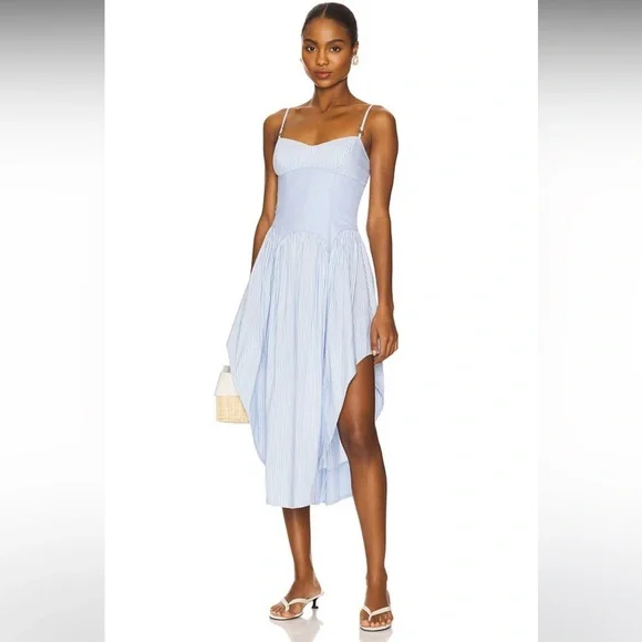 Poplin Cupped Midi Dress in Stripe Sky
Fleur Du Mal - Picture 2 of 8